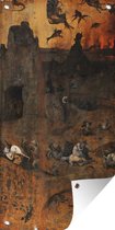 Tuinposter Zondvloed en hel - schilderij van Jheronimus Bosch - 40x80 cm - Wanddecoratie Buiten - Tuinposter - Tuindoek - Schuttingposter - Tuinschilderij