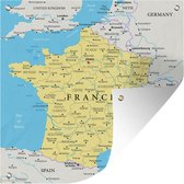 Tuinposters Kaart van Frankrijk - 50x50 cm - Tuindoek - Buitenposter