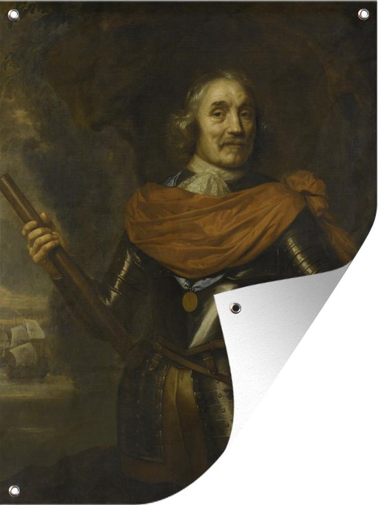 Tuin decoratie Portret van Maerten Harpertsz Tromp - Schilderij van Jan Lievens - 30x40 cm - Tuindoek - Buitenposter