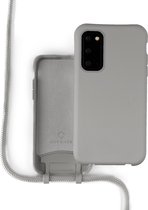 Coverzs Silicone case met koord - Telefoonhoesje met koord - Backcover hoesje met koord - touwtje - Samsung Galaxy S20 - grijs