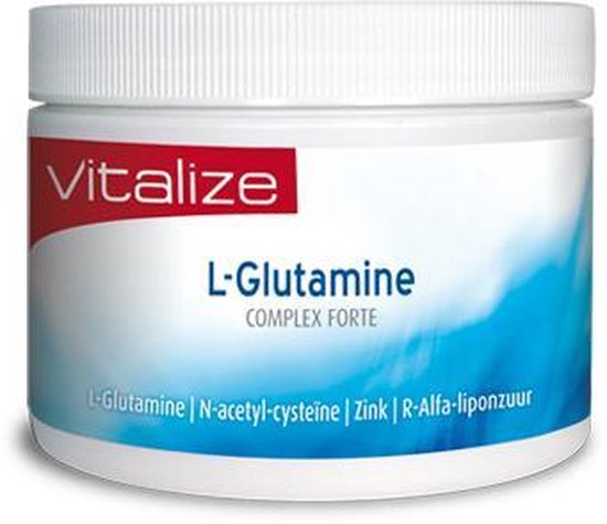 Foto: Vitalize l glutamine complex forte 200 gram ondersteunt de normale vet stofwisseling complex van l glutamine n acetyl cyste ne zink en r alpha liponzuur