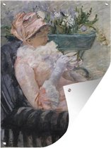 Tuinposter - Tuindoek - Tuinposters buiten - De kop thee - Schilderij van Mary Cassatt - 90x120 cm - Tuin