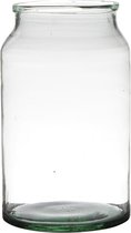 Bloemenvaas van gerecycled glas met hoogte 30 cm en diameter 18 cm - Glazen transparante vazen