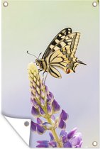 Muurdecoratie Koninginnepage vlinder op een bloem - 120x180 cm - Tuinposter - Tuindoek - Buitenposter
