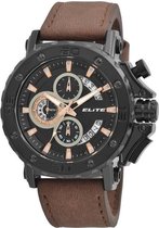 ELITE Heren Chronograph horloge met donkerbruine band