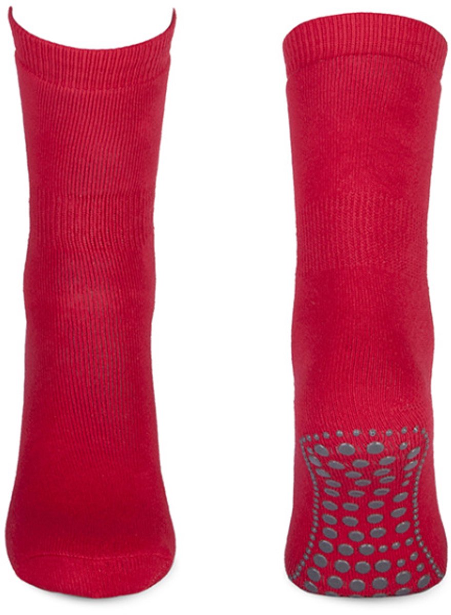 Antislip sokken met ABS noppen 1 paar - Katoenen Grip sokken - Tegen uitglijden - 38 - Rood