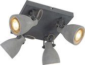LED Plafondspot - Trinon Conry - GU10 Fitting - 4-lichts - Vierkant - Mat Grijs Beton Look - Aluminium