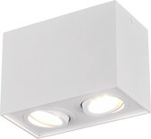 LED Plafondspot - Torna Bisqy - GU10 Fitting - 2-lichts - Rechthoek - Mat Wit - Aluminium