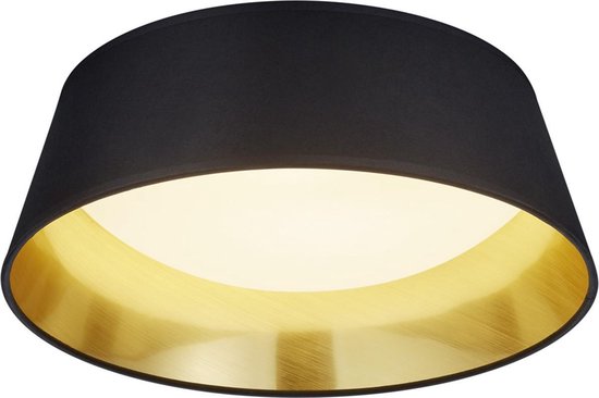 LED Plafondlamp - Plafondverlichting - Torna Pinton - 14W - Warm Wit 3000K - Rond - Mat Zwart - Textiel