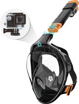Sportstech CO2-Safe snorkelmasker SNX500 | 180° anti fog gezichtsveld | volgelaatsmasker kinderen & volwassenen | camerahouder voor onderwatercamera | masker zwart