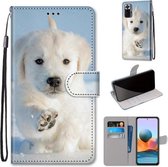 Voor Xiaomi Redmi Note 10 Pro Max / Note 10 Pro Gekleurde tekening Cross Texture Horizontale Flip PU lederen hoes met houder & kaartsleuven & portemonnee & lanyard (Snow Puppy)
