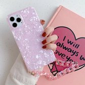 Shell Texture TPU beschermhoes met kettingriem voor iPhone 12 mini (roze)