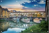 Avondgloed over de Ponte Vecchio in Florence - Foto op Tuinposter - 90 x 60 cm