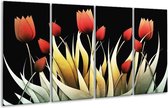 Peinture sur verre tulipe | Rouge, noir, blanc | 160x80cm 4 Liège | Tirage photo sur verre | F004137