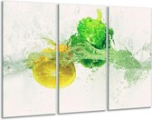 Glasschilderij Keuken - Groen, Geel, Wit - 120x80cm 3Luik - Foto Op Glas - Geen Acrylglas Schilderij - GroepArt 6000+ Glas Art Collectie - Maatwerk Mogelijk