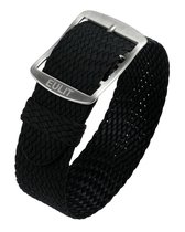 EULIT horlogeband - perlon - 20 mm - zwart - metalen gesp