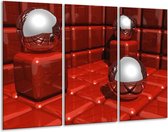 Glasschilderij Design - Rood, Grijs - 120x80cm 3Luik - Foto Op Glas - Geen Acrylglas Schilderij - GroepArt 6000+ Glas Art Collectie - Maatwerk Mogelijk