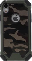 GadgetBay Camouflage Leger kunstleer TPU Bescherming Groen hoesje iPhone XR - Army Green