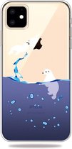 GadgetBay Zee Water Blauw Druppels IJsbeer Zeehond Hoesje iPhone 11 TPU case - Doorzichtig