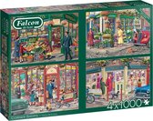 Falcon puzzel Corner Shops - Legpuzzel - 4x1000 stukjes - Multicolor