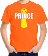 Koningsdag t-shirt Prince met kroontje oranje - kinderen - Kingsday outfit / kleding / shirt L (146-152)