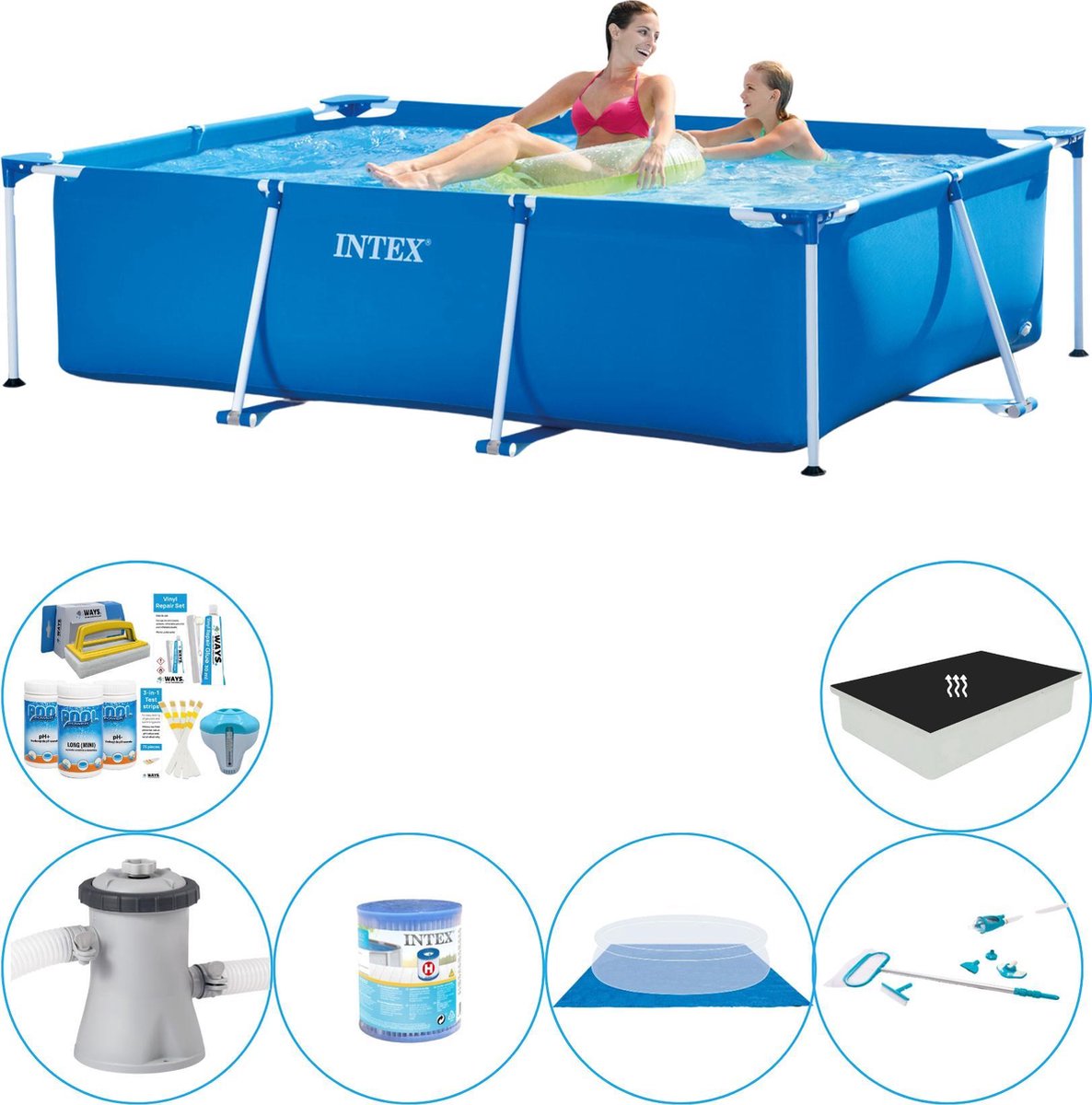 Frame Pool Rechthoekig 220x150x60 cm - Zwembad Combinatie Set
