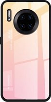 Voor Huawei Mate 30 Pro Gradient Color Glass Case (Geel)