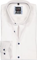 OLYMP Level 5 body fit overhemd - mouwlengte 7 - wit 2-ply (contrast) - Strijkvriendelijk - Boordmaat: 40