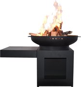 Enjoyfires vuurschaal Ø70 cm complete BBQ set incl. houtopslag Low zijtafel