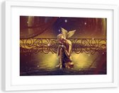 Foto in frame , Boeddha met vogel , 120x80cm , Goudlook , Premium print