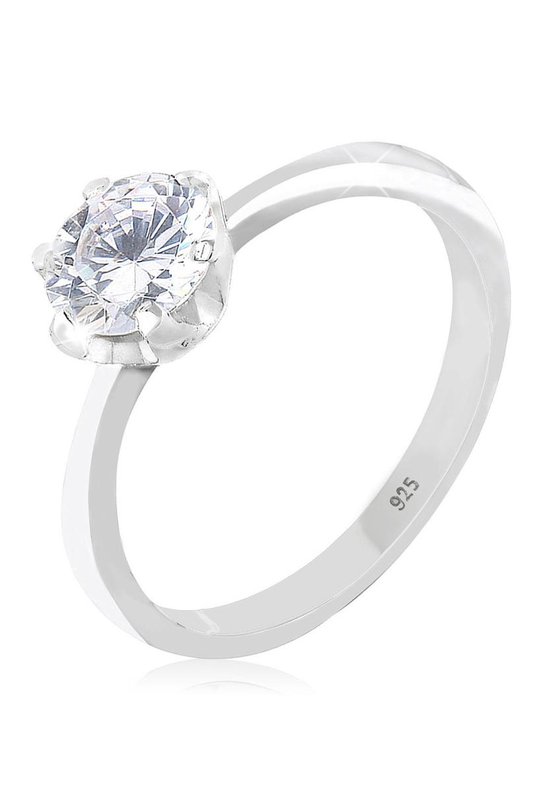 Elli Dames Ring Dames Engagement Klassieker met Zirconia Kristallen in 925 Sterling Zilver