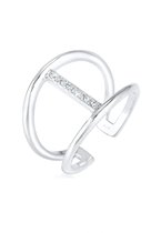 Elli Ring Dames Trend Minimal met Kristallen in 925 Sterling Zilver