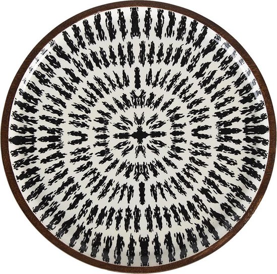 Plats de présentation Clayre & Eef (lot de 3) Ø 28*2 / Ø 23*2 / Ø 20*2 cm Plat de service rond en bois multicolore Plateau de service Plat de Décoration