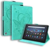 Voor Amazon Fire HD 8 (2020) Love Butterfly Pattern Horizontal Flip Leather Case met houder en slaap- / wekfunctie (groen)