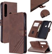 Voor Motorola Moto G8 Plus Stiksels Stijl 2-Kleur Koe Textuur Horizontale Flip PU Lederen Case met Houder & Kaartsleuf & Lanyard (Bruin)