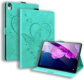 Voor Lenovo Tab P11 TB-J606F Liefde Vlinderpatroon Horizontale Flip Leather Case met Houder (Groen)