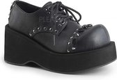 Dank-110 plateau Oxford schoen met studs, spikes en mini rozen zwart - (EU 39 = US 9) - Demonia