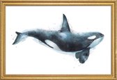JUNIQE - Poster met houten lijst Orka illustratie -30x45 /Wit & Zwart