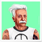 JUNIQE - Poster Einstein -30x30 /Groen & Wit