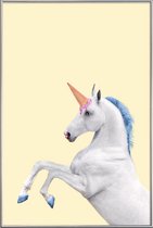 JUNIQE - Poster met kunststof lijst Ice Cream Unicorn -20x30 /Geel &