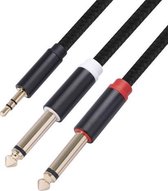 3683 3,5 mm mannelijk naar dubbele 6,35 mm mannelijke audiokabel, kabellengte: 2 m (zwart)
