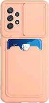 Voor Samsung Galaxy A72 5G/4G Sliding Camera Cover Design TPU-beschermhoes met kaartsleuf (roségoud)