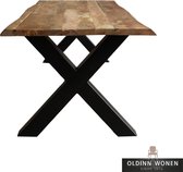 Old Inn - Boomstamtafel Mangohout met X Poot Gelakt 200cm x 100cm