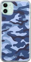iPhone 11 hoesje - Camouflage blauw - Soft Case Telefoonhoesje - Print - Blauw