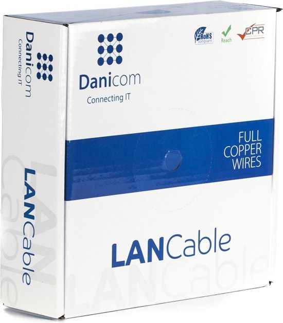 DANICOM CAT7 S/FTP 100 meter internetkabel op rol stug - LSZH (Eca) - netwerkkabel