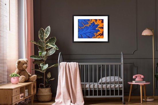 Fotolijst incl. Poster - Bladeren - Kunst - Psychedelisch - 80x60 cm - Posterlijst