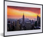 Fotolijst incl. Poster - Zonsondergang over het Empire State Building - 40x30 cm - Posterlijst