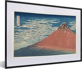 Fotolijst incl. Poster - Mount Fuji - schilderij van Katsushika Hokusai - 60x40 cm - Posterlijst