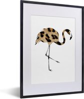 Fotolijst incl. Poster - Flamingo - Panterprint - Dier - 30x40 cm - Posterlijst