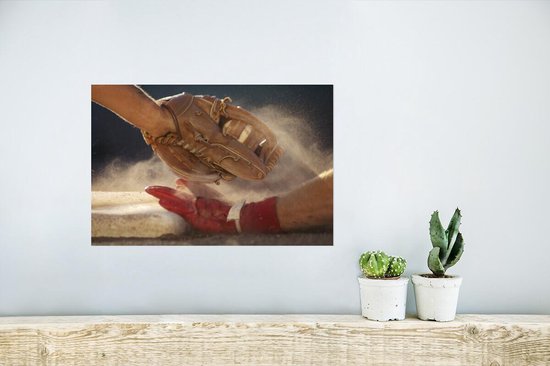 Affiche - Photo d'action à une base lors d'un match - 30x20 cm